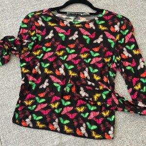 Alice + Olivia Multicolor Butterfly Print Blouse